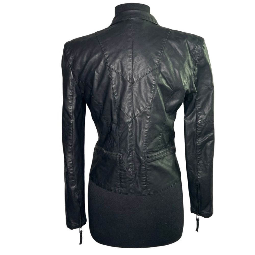 Blank NYC Women’s Black Faux Leather Full Zip Moto Jacket Size Medium - Picture 7 of 10